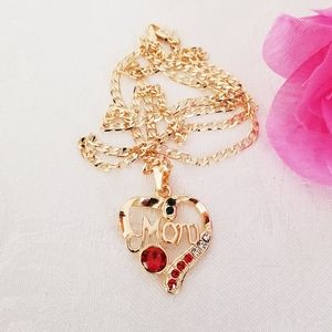 Mom Heart Women's Necklace. 14K Rose Gold Plated. New